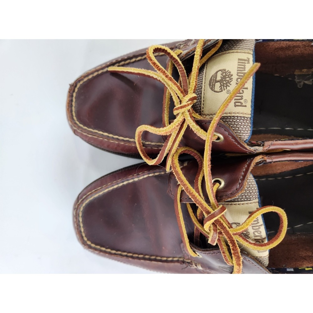 Timberland Classic 2 Eye Boat Shoes Men 9.5 Wide Brown Leather Deck Earthkeepers - Picture 11 of 16